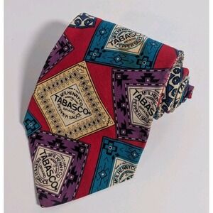 Tabasco Necktie Mens Tie  100%‎ Silk  Hot Sauce Shrimp Cocktail Pepper Sauce USA